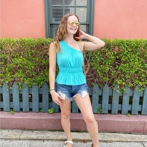 EARTHBOUND Vibrant Blue One-Shoulder Tank Top